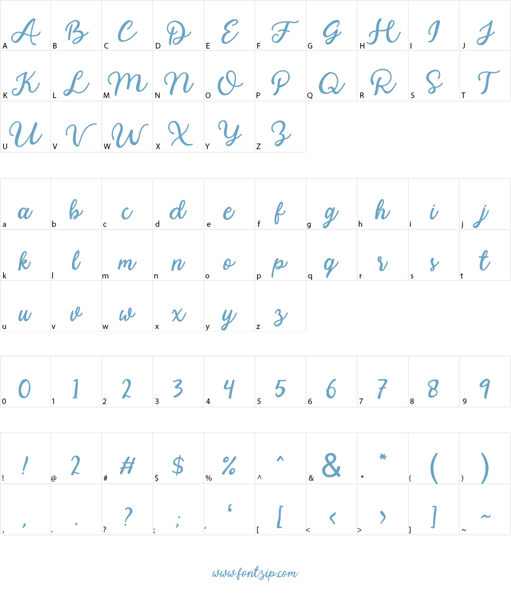 Modesta Script Font Character