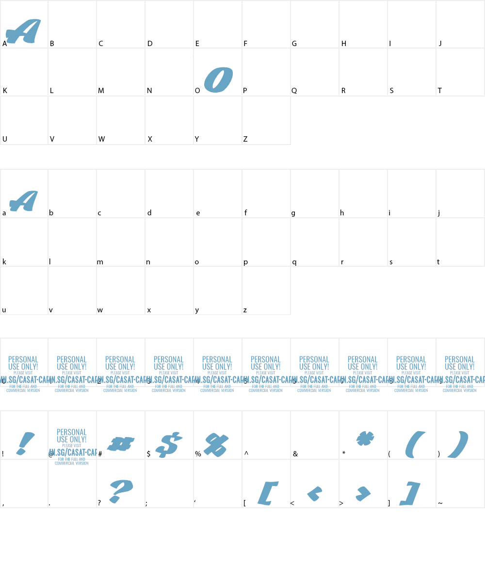 Casat Cap Fat PERSONAL USE Font Character