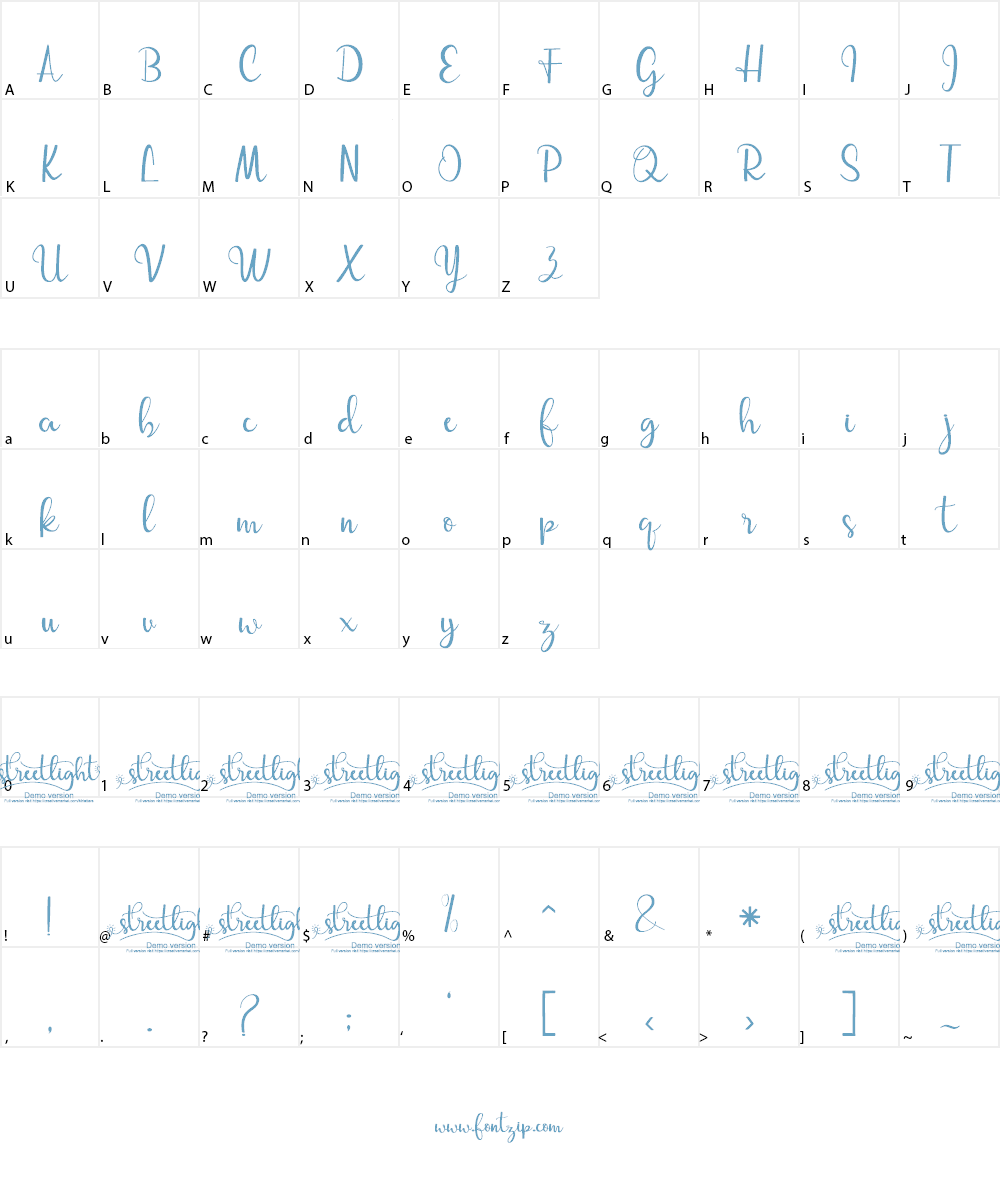 streetlight demo version Font Character