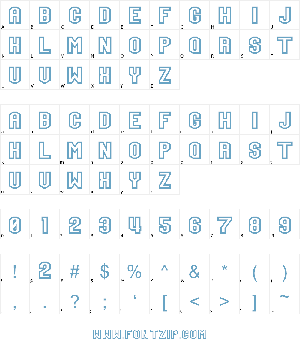 Team Jersey 95 Outline Font Character