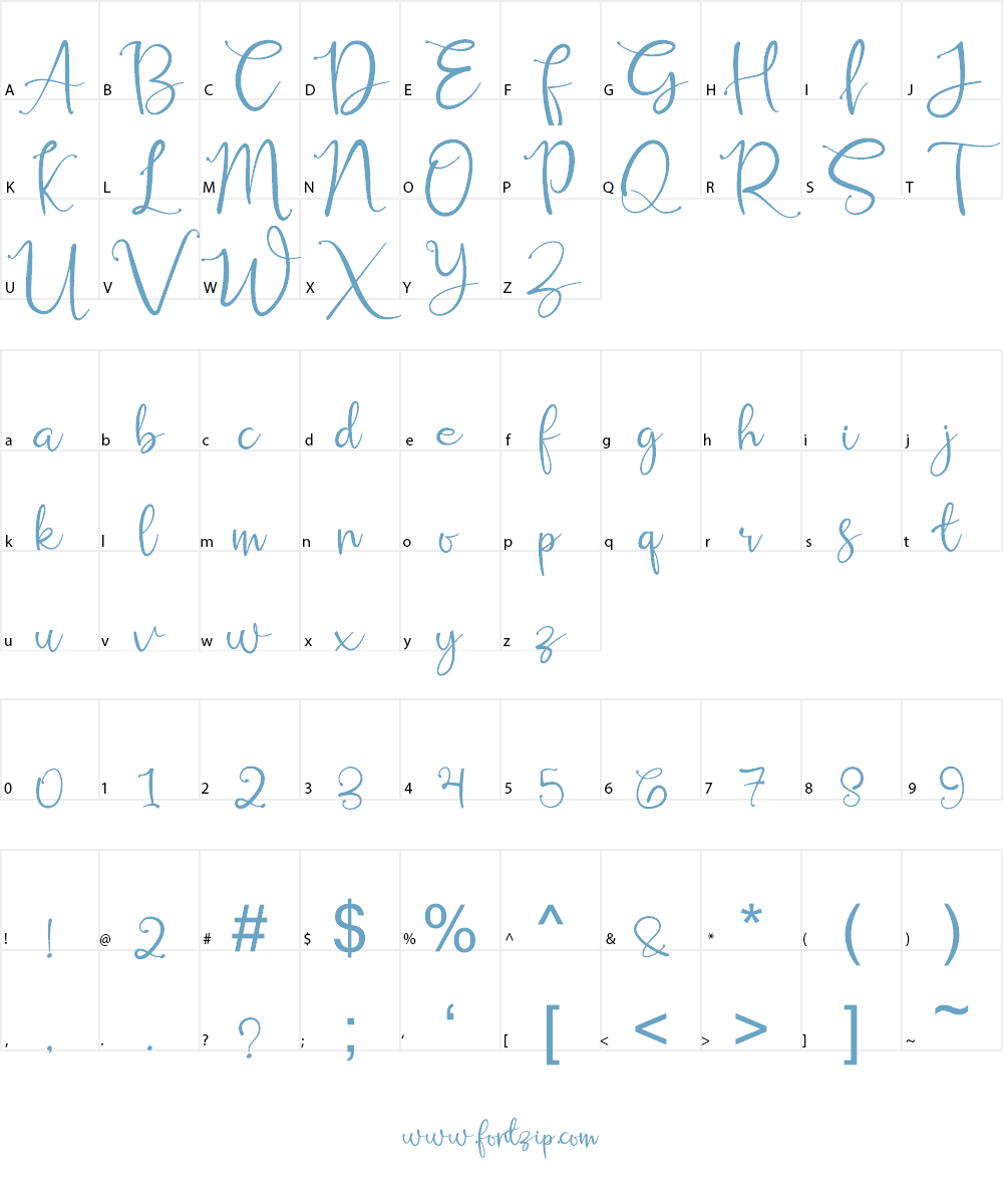 Russhell Free Font Character