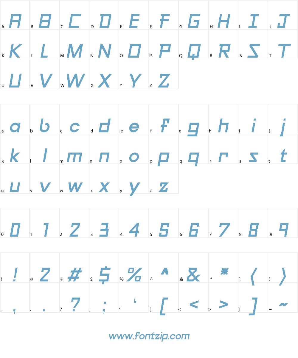 Galiver Sans Obliques Font Character