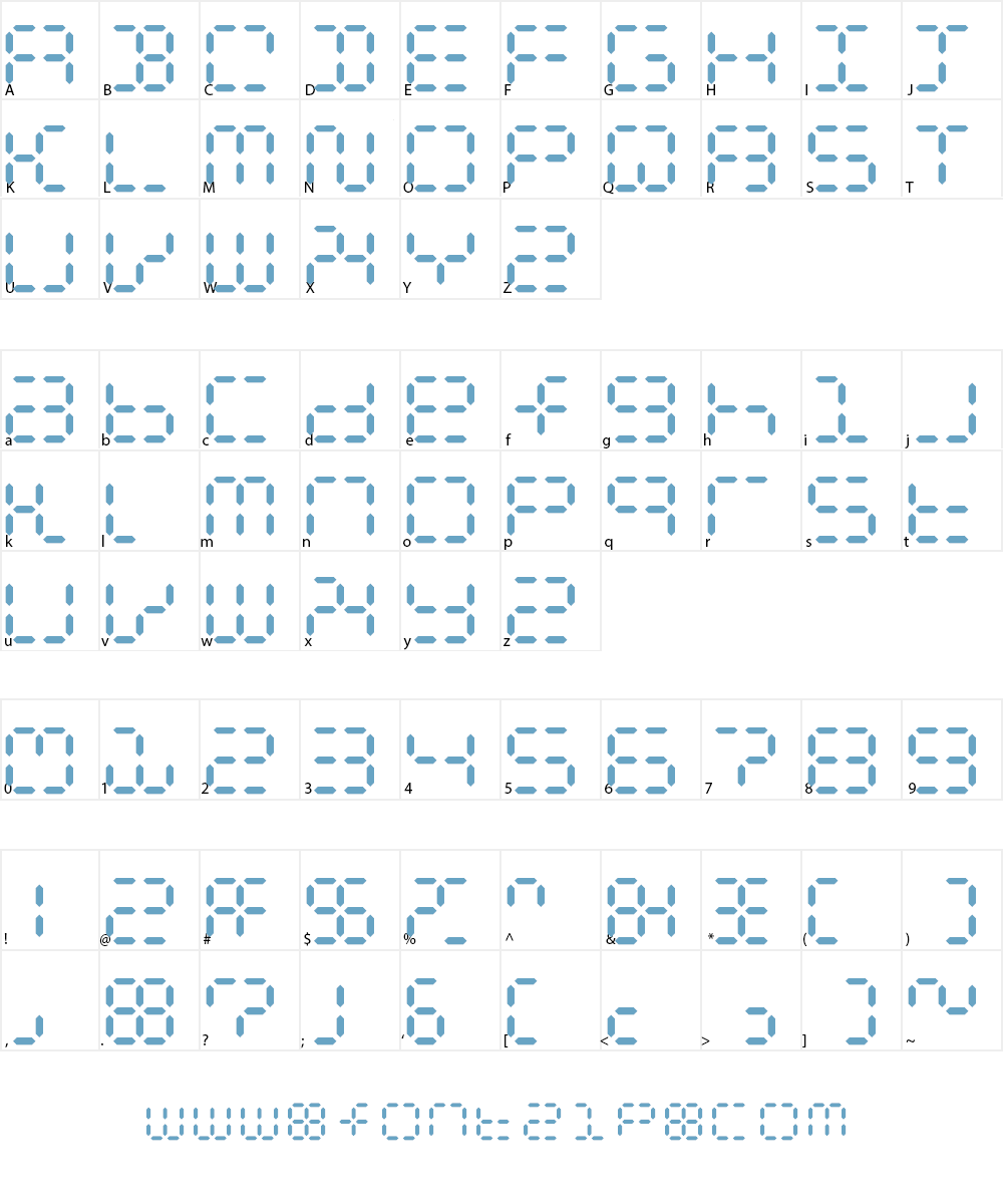 Calculatrix 12 Font Character