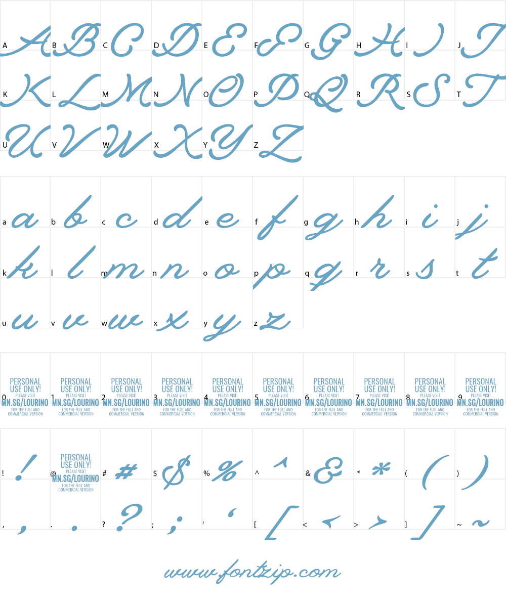 Lourino PERSONAL USE ONLY Font Character
