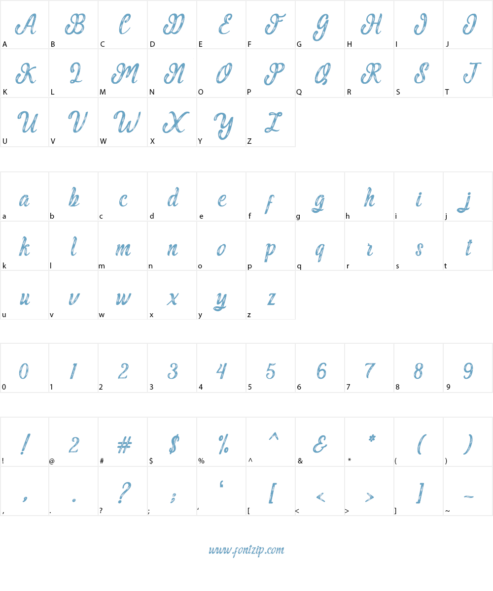 Malinda Script Font Character