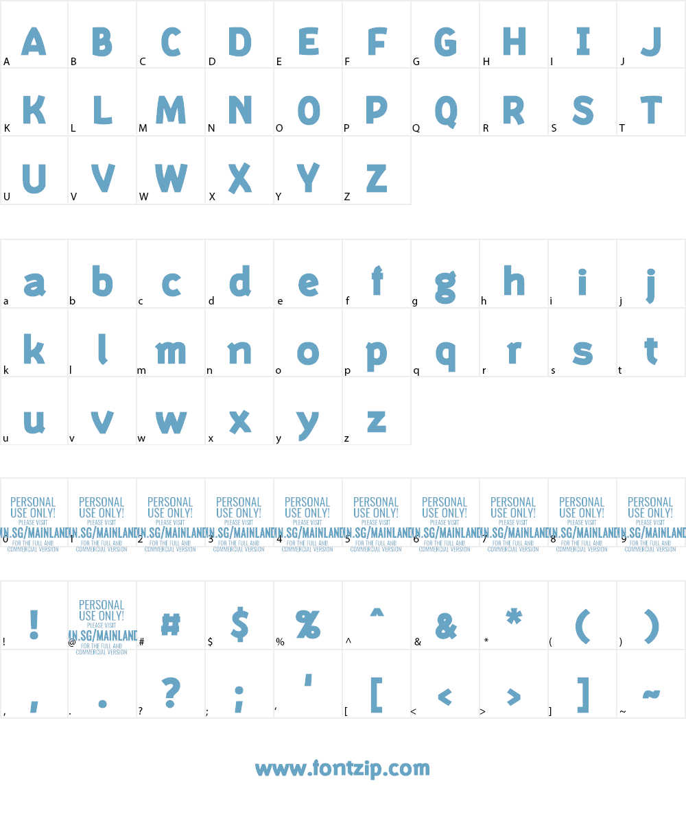 Mainland PERSONAL Font Character