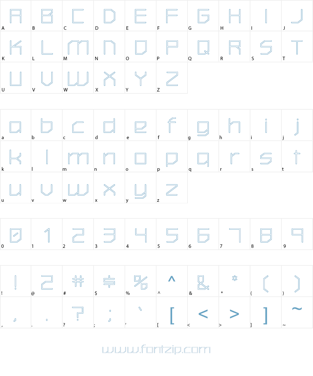 Squaredee Outline Font Character