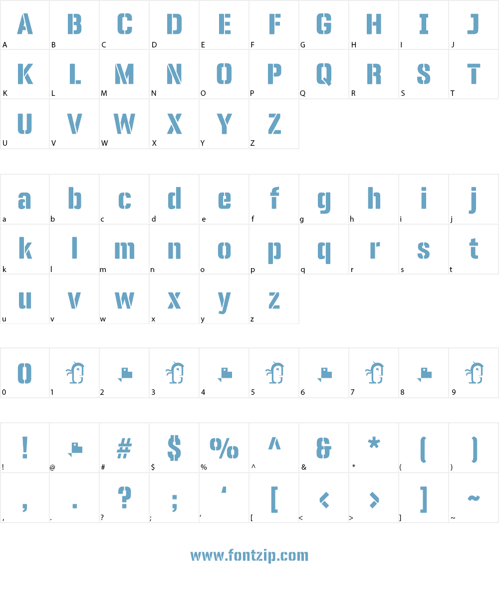 Panfleta Stencil Font Character