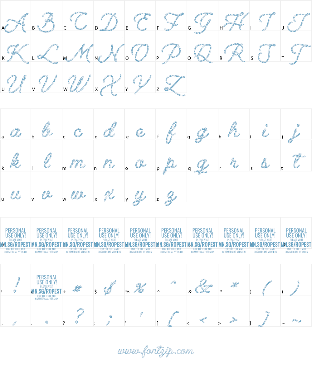 Ropest PERSONAL USE ONLY Font Character