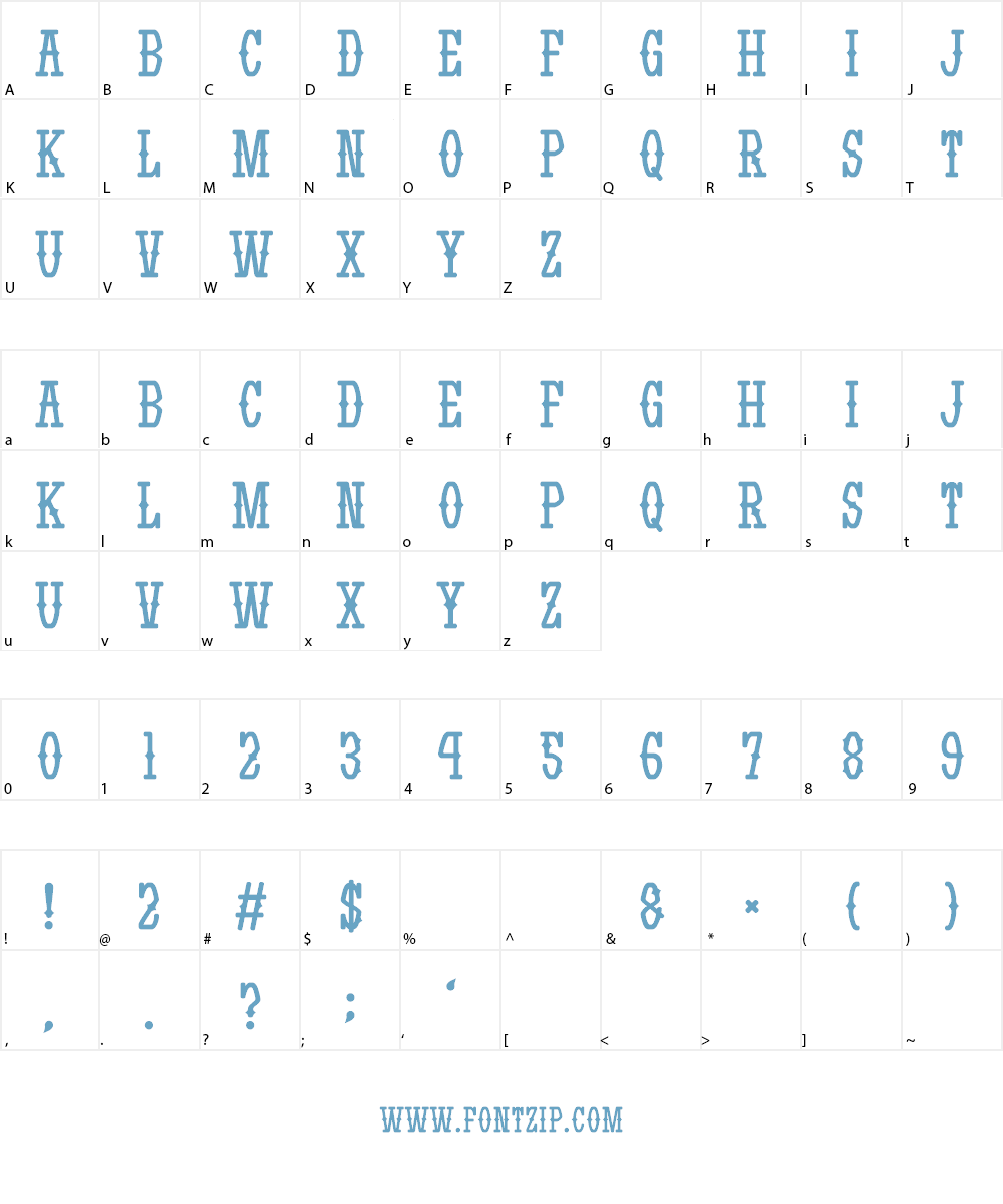 Yatsurano Western Font Character