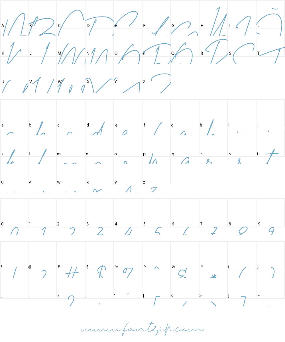 Tiffany Script Font Character