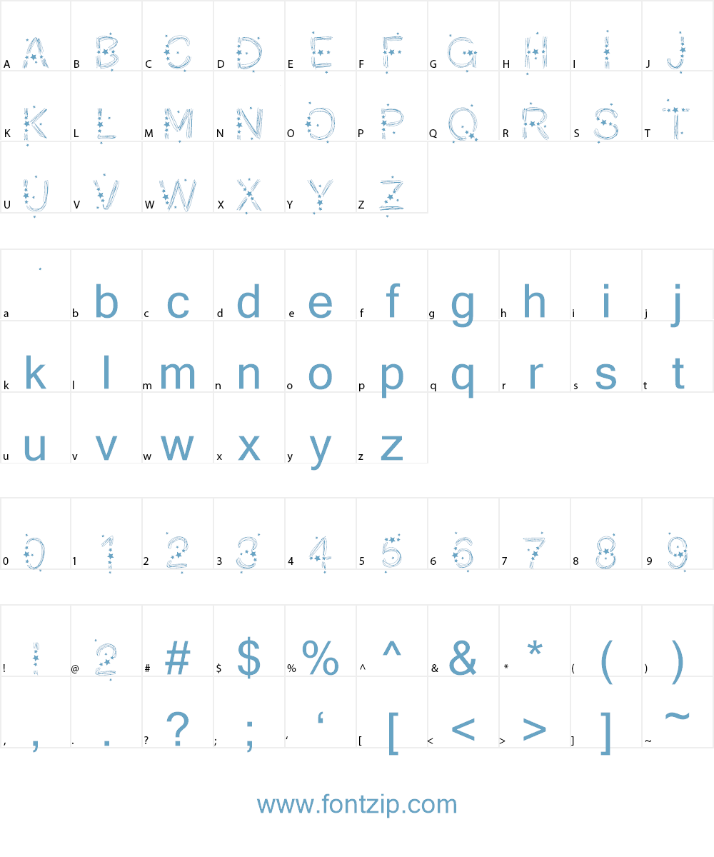 PWChristmasStars Font Character