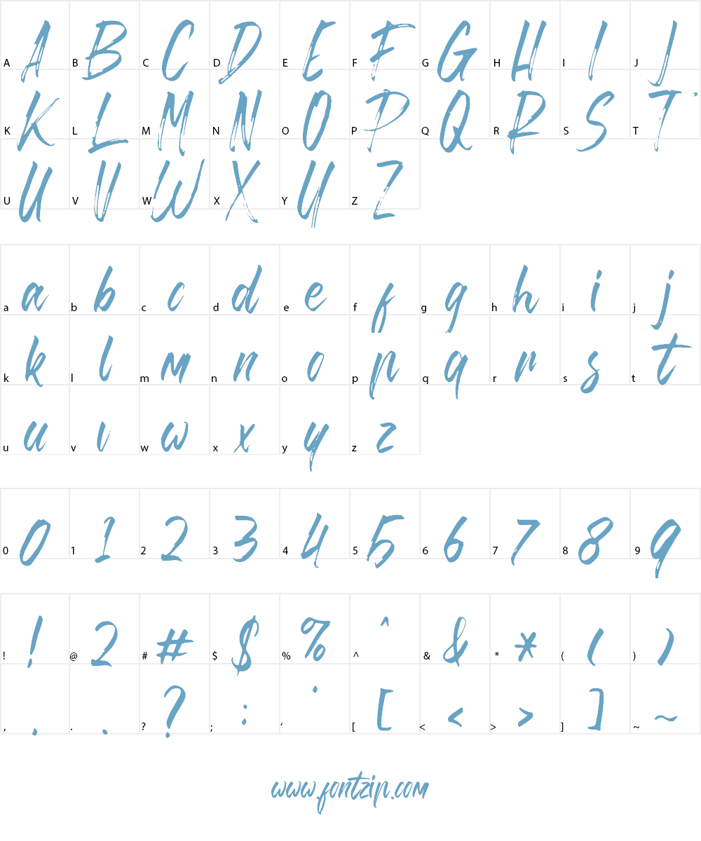 Brusthy Font Character