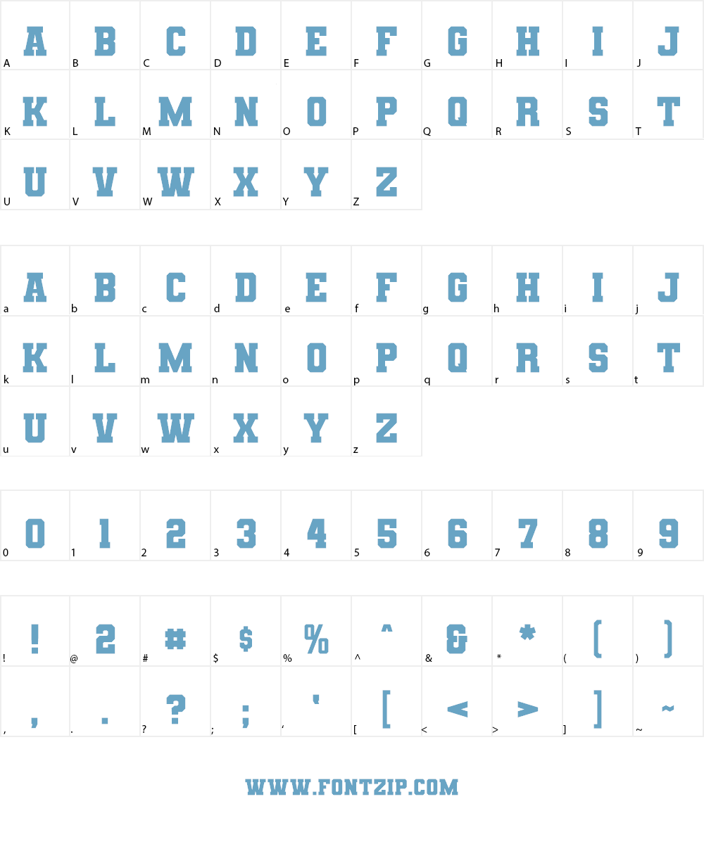 Varsity Team Font Character