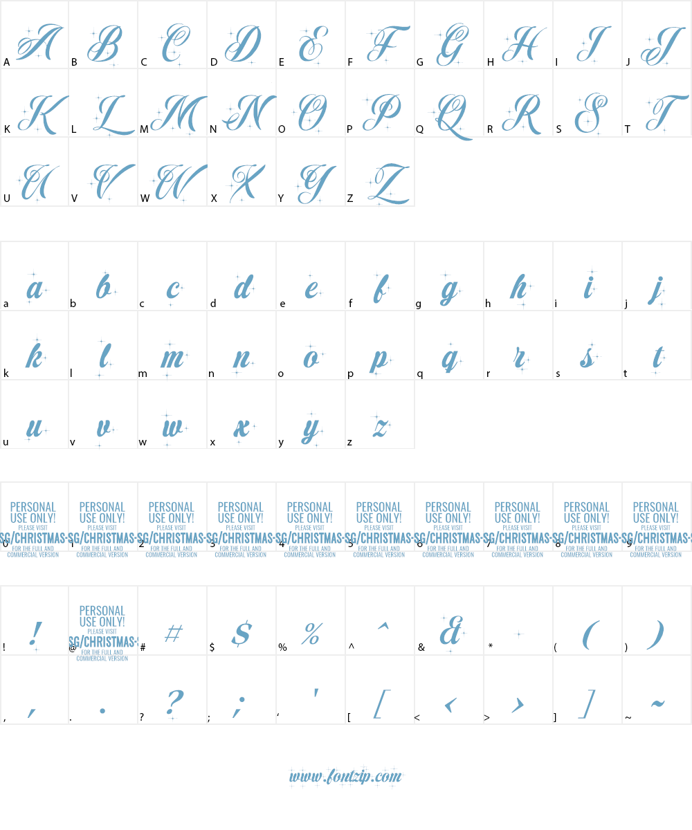 Christmas Sparkle PERSONAL USE Font Character