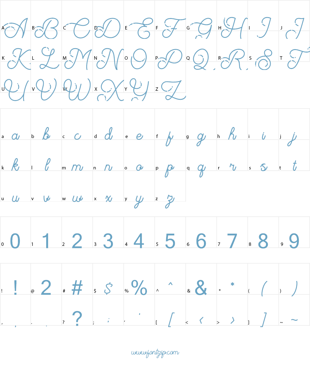 The Beautyline FreeVersion Font Character
