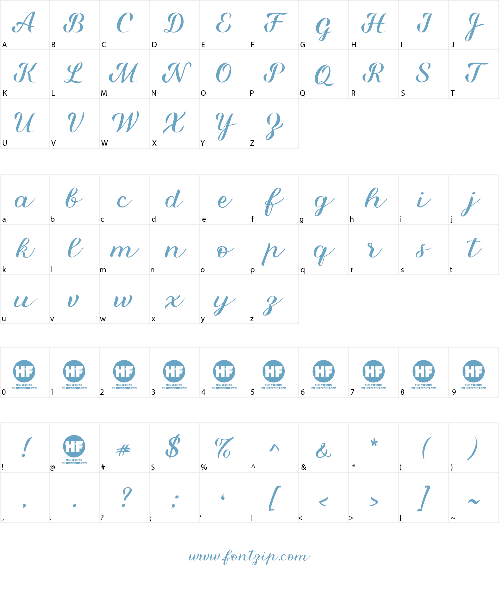 Miralight Demo Font Character