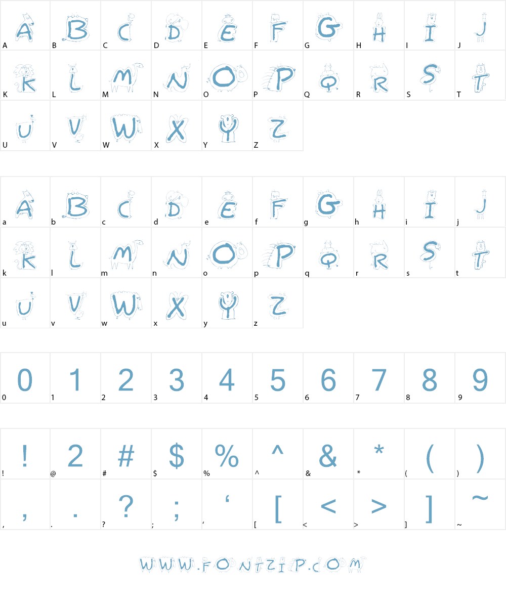 Bestioles Font Character