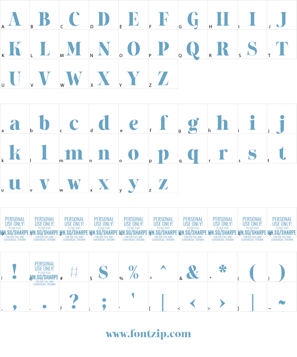 Sharpe PERSONAL Font Character