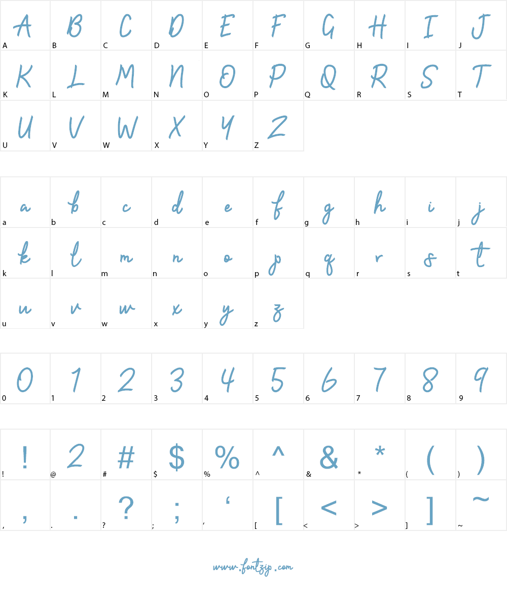 Zallia Free Font Character