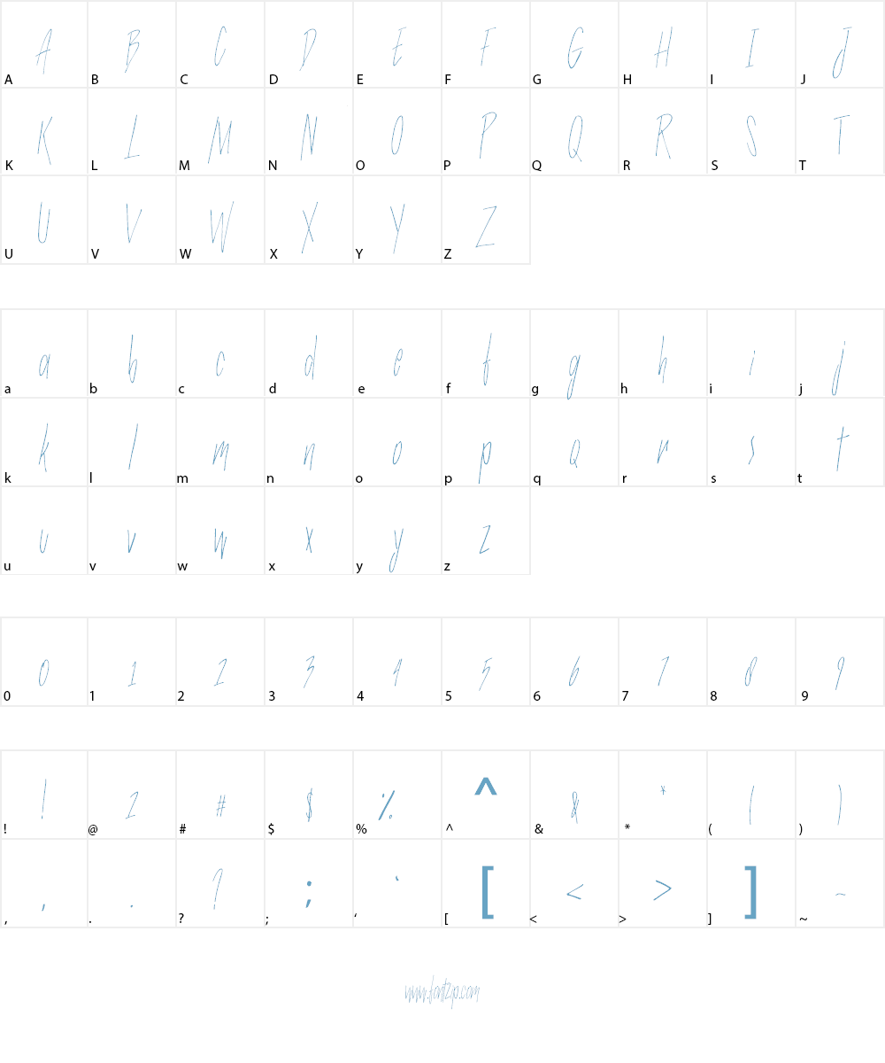 SlenderThin Font Character