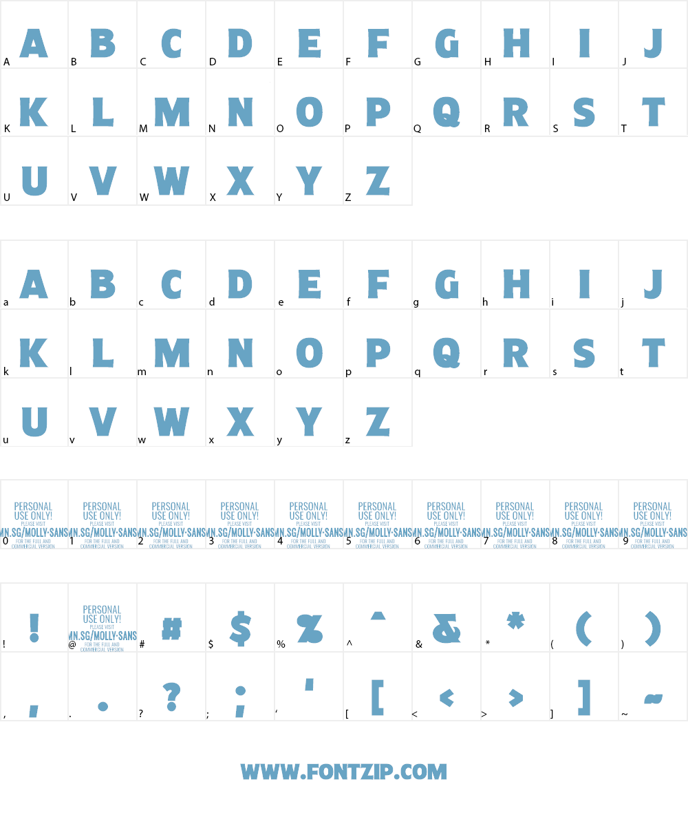 Molly Sans C PERSONAL Font Character
