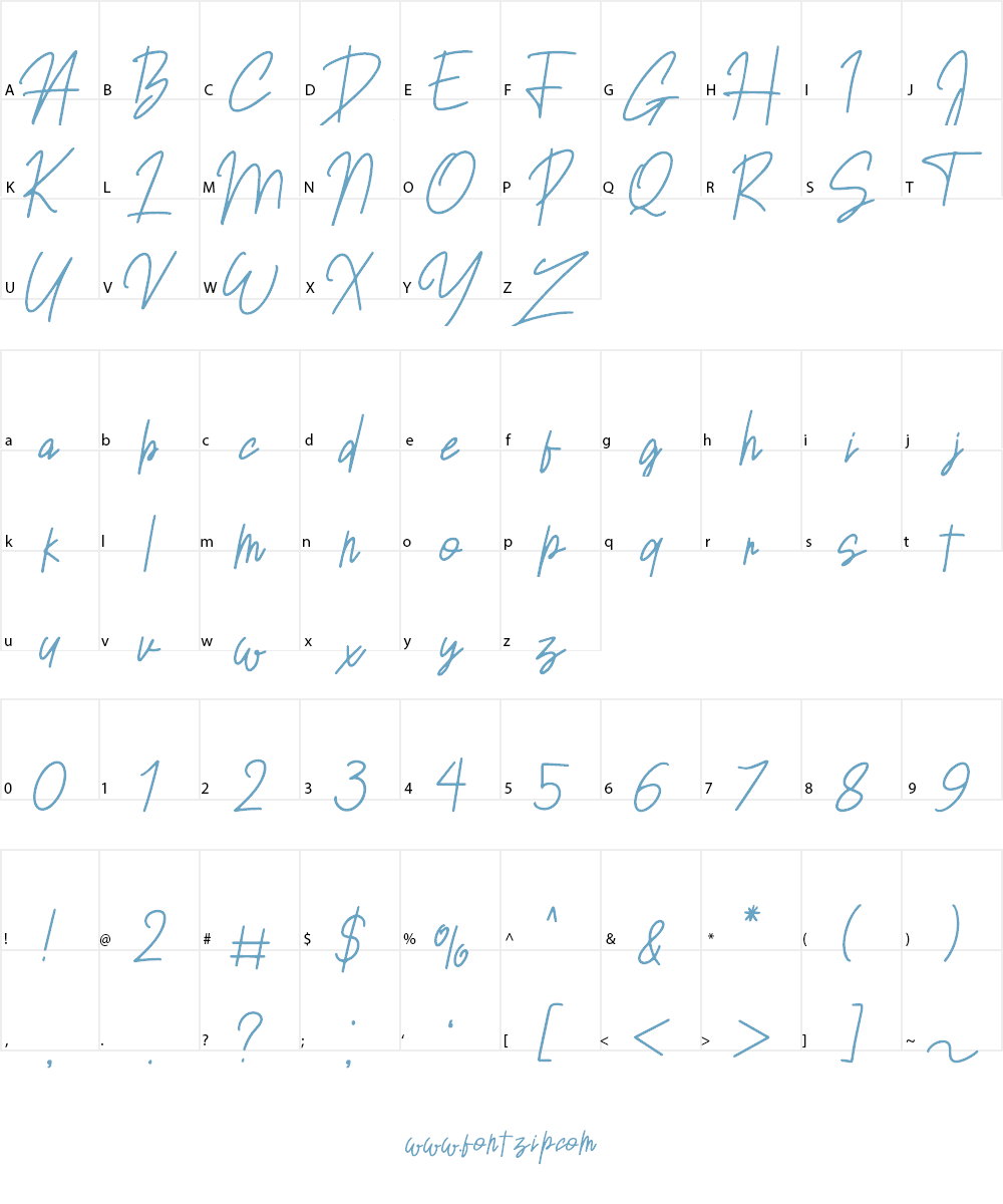 Sansitype Script Font Character