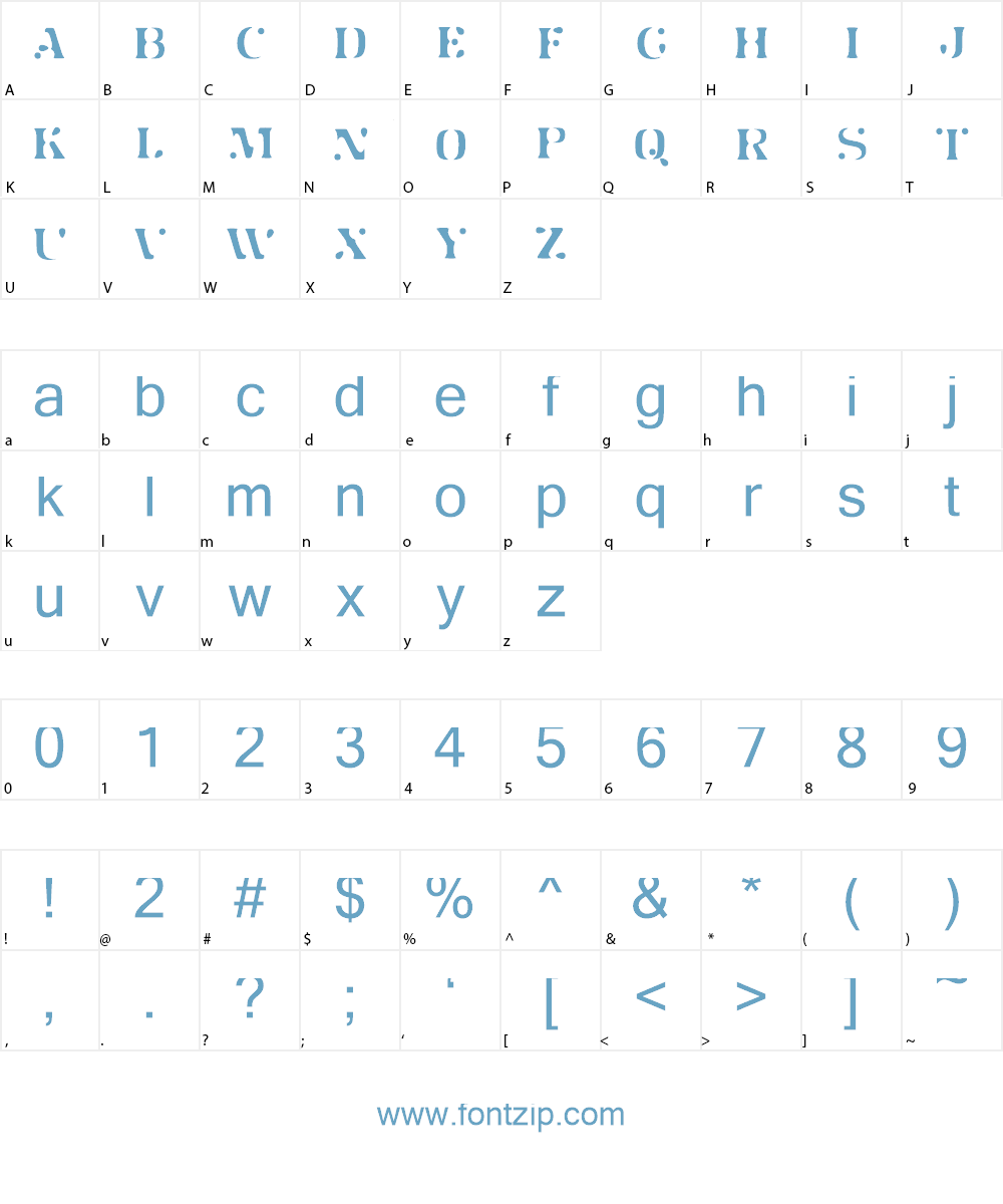 Jot Stencil Font Character