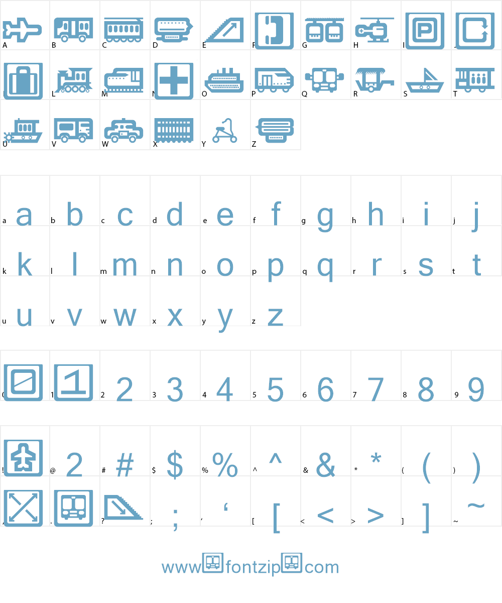 Travelicons Font Character
