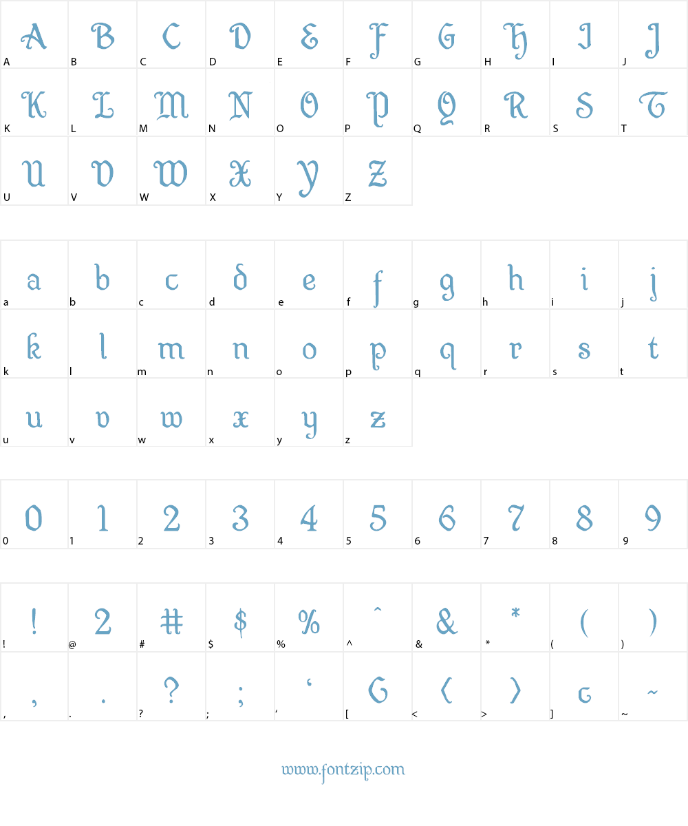 Quill Sword Font Character