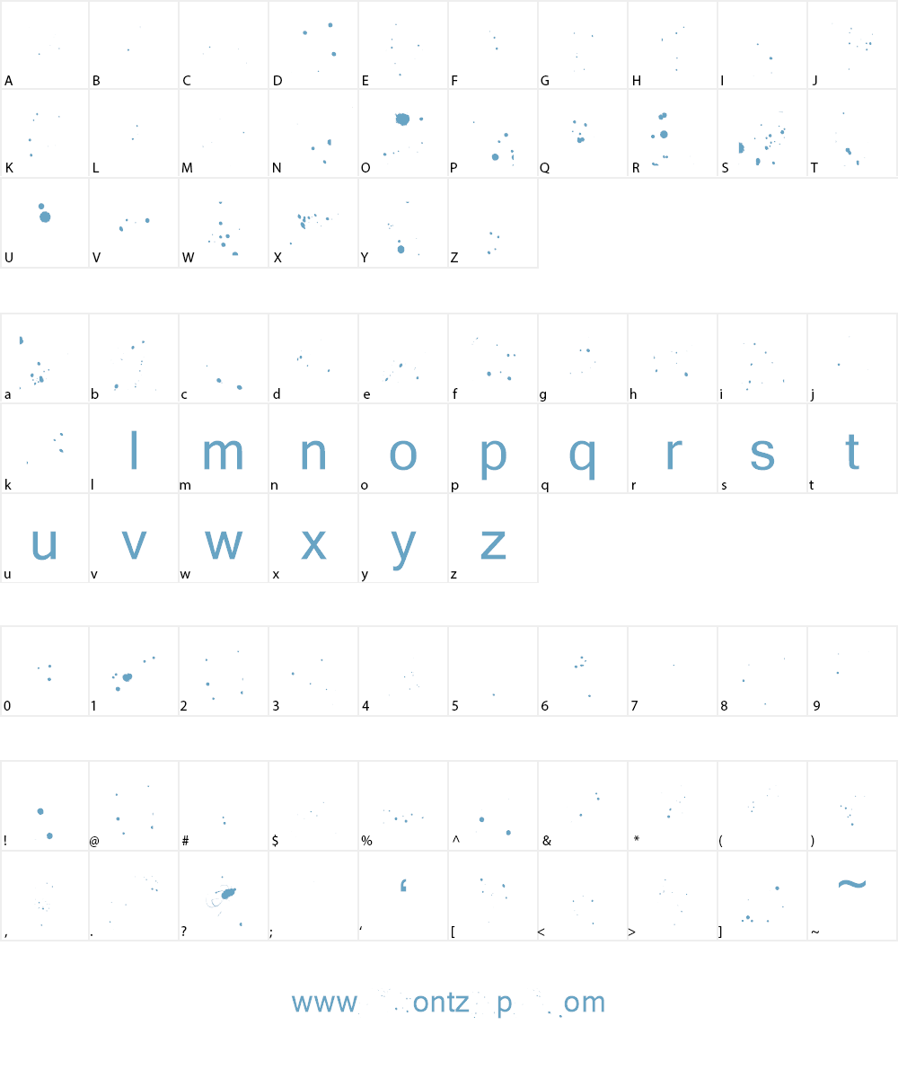 Irregular Ink Spots Font Character