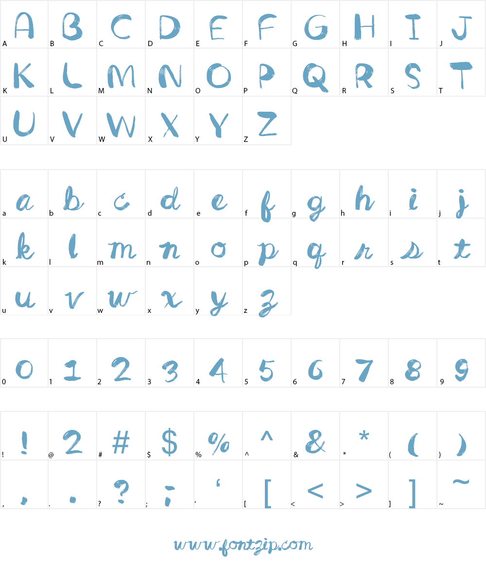Rough Script Font Character