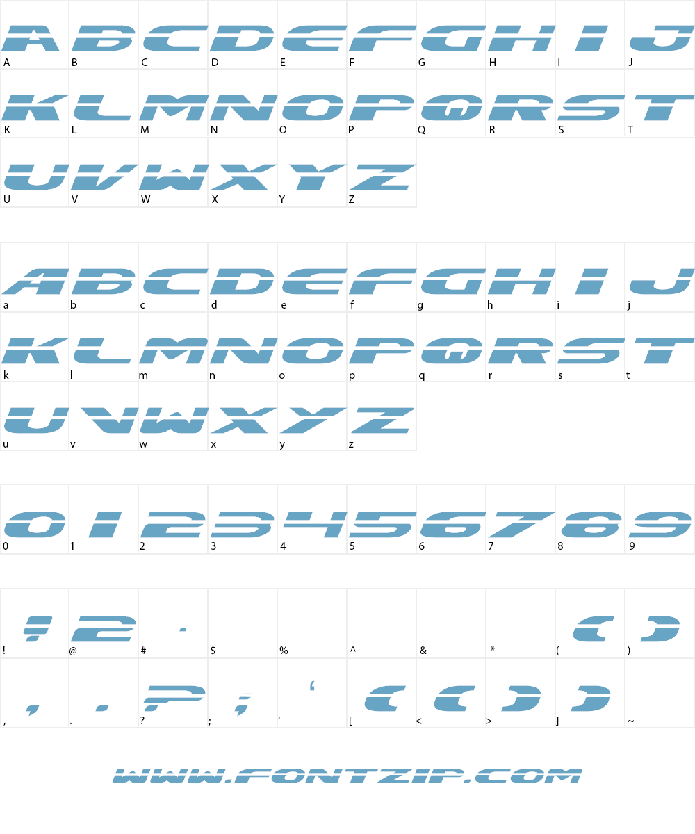 Excelerate Font Character