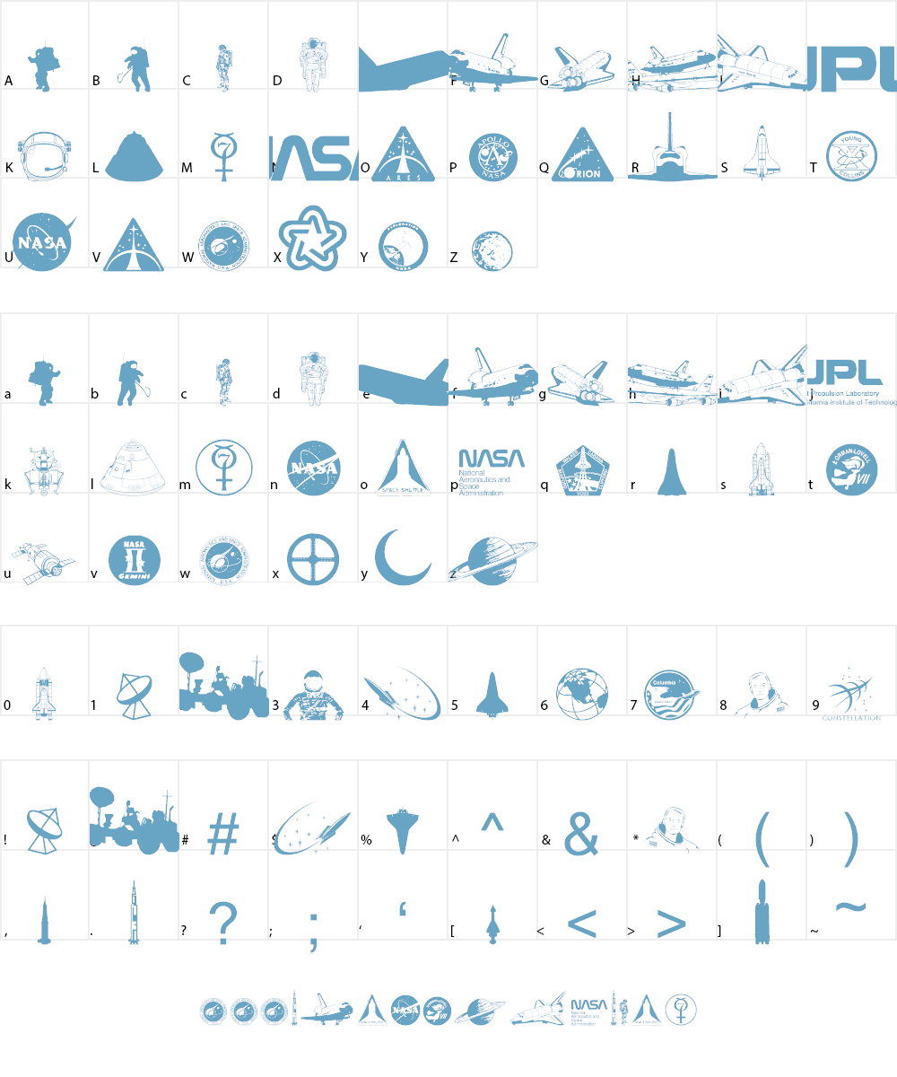 NASA Dings Font Character