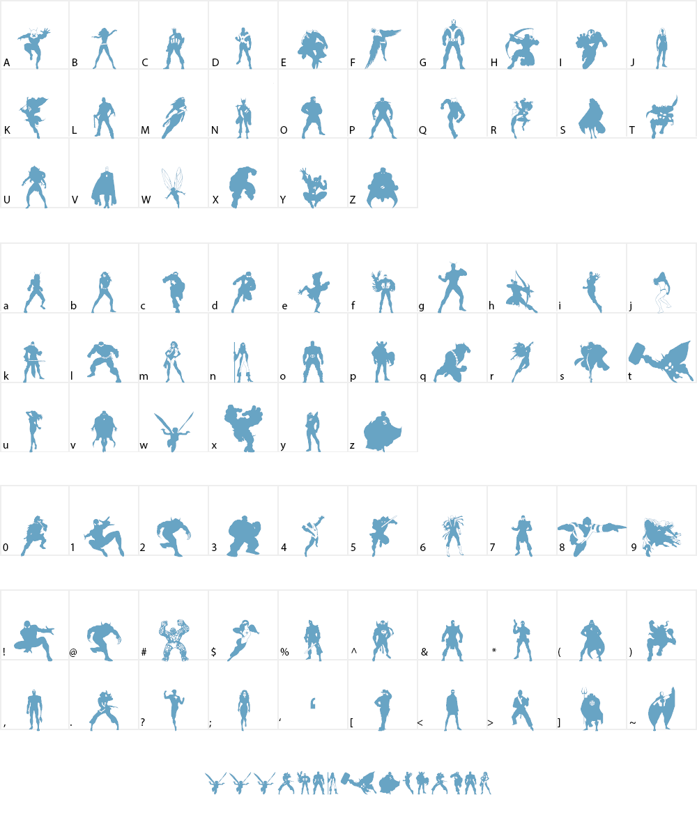 Heroes Assemble Dingbats Font Character