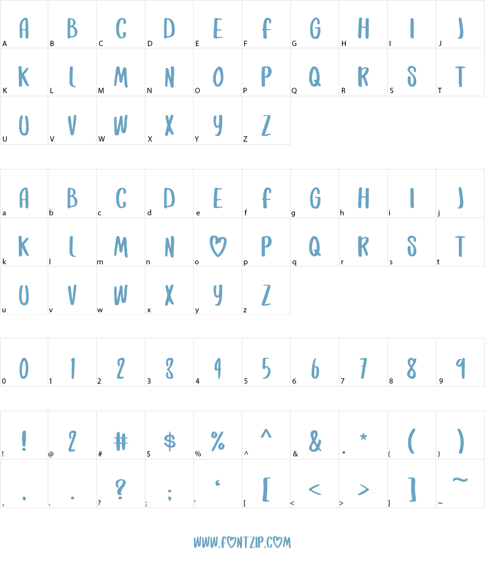 Amore Font Character