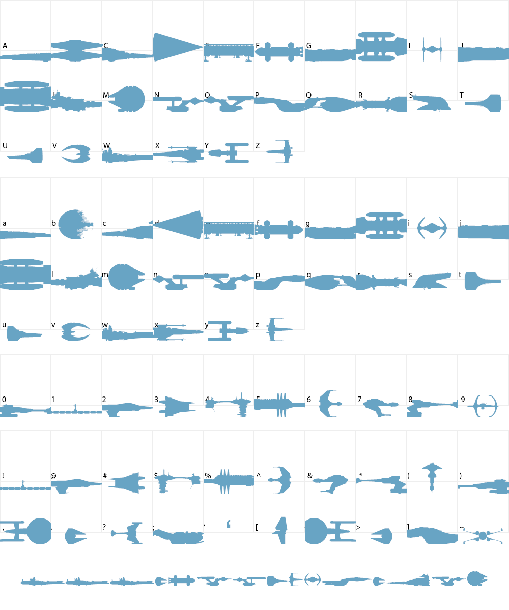 Famous Spaceships Font Character