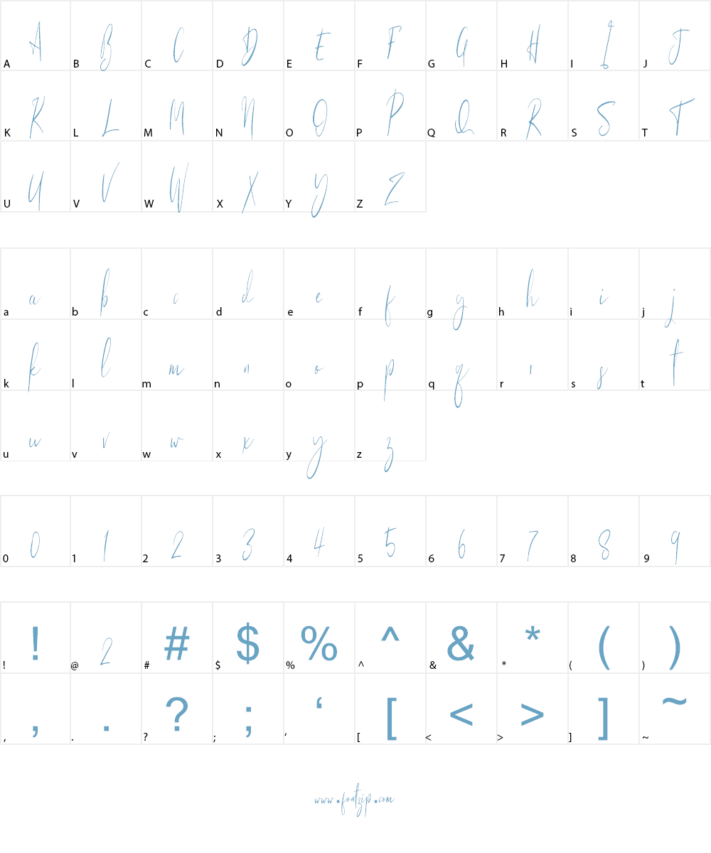 SUNLIGHT - SIGNATURE TYPEFACE Font Character