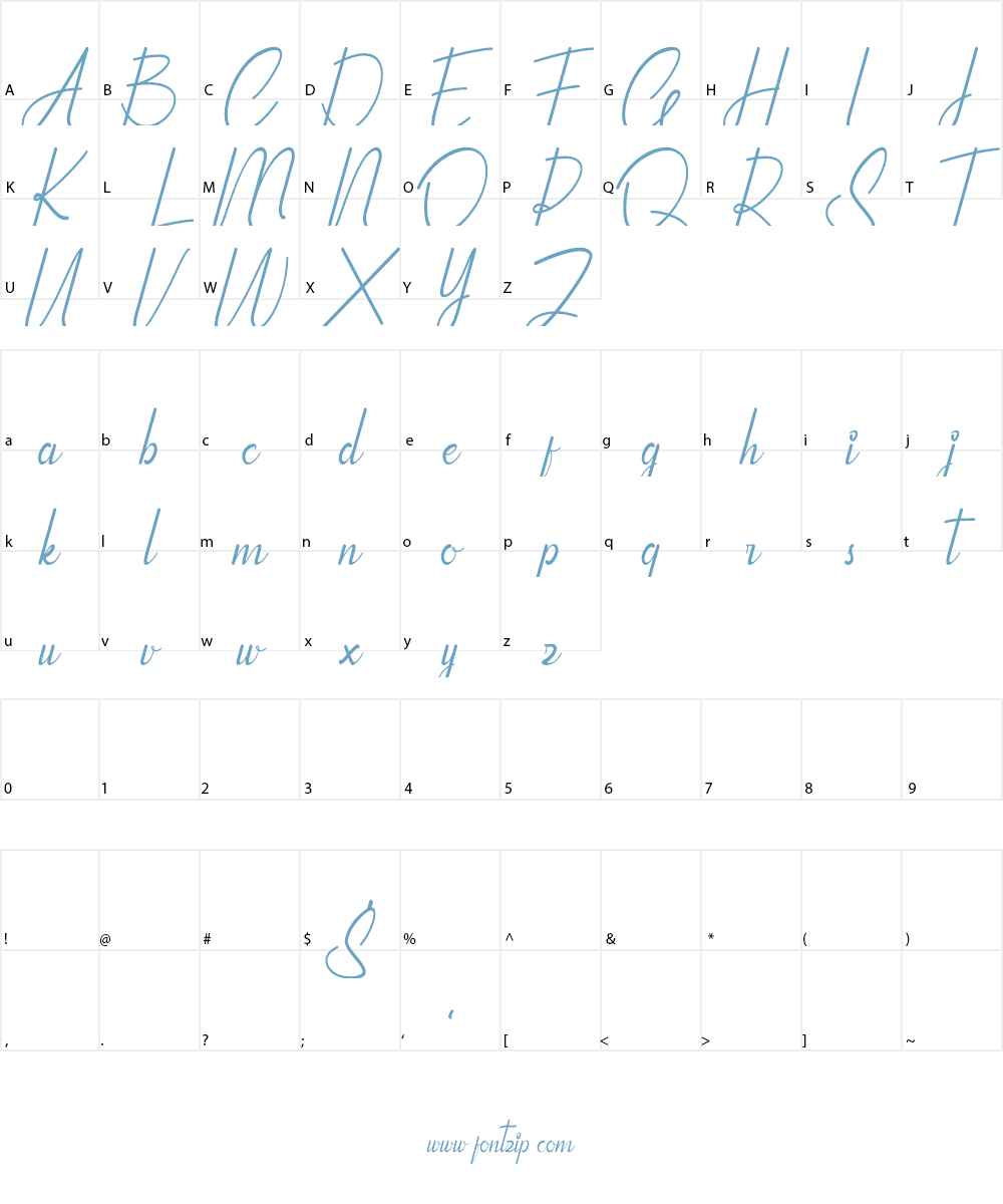 Qhinanttika Demo Font Character