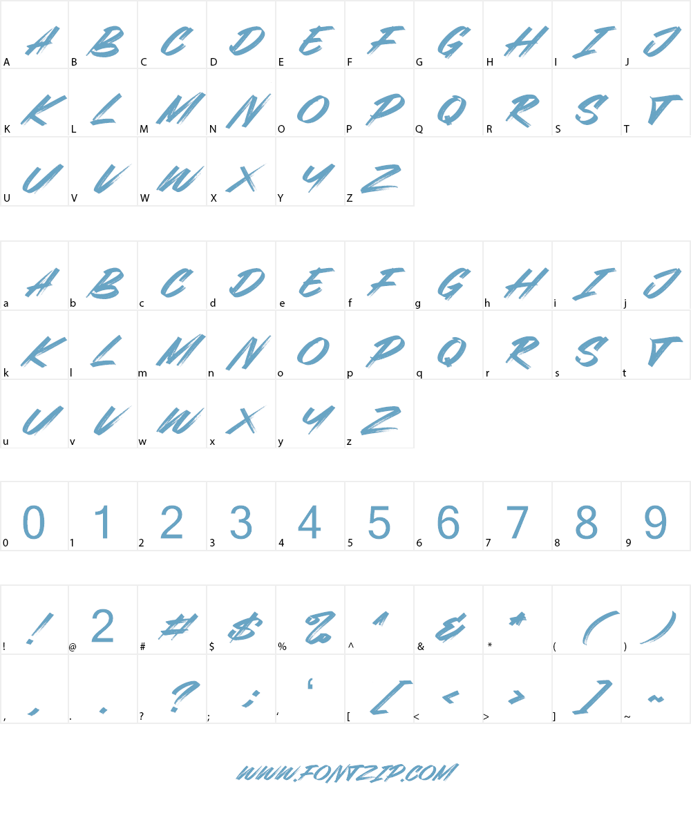 Webrush Font Character