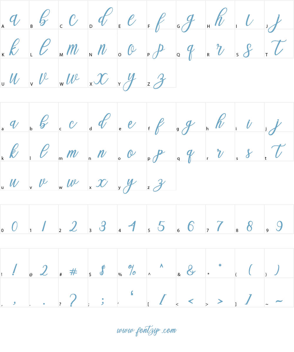 Blessed Script Font Character