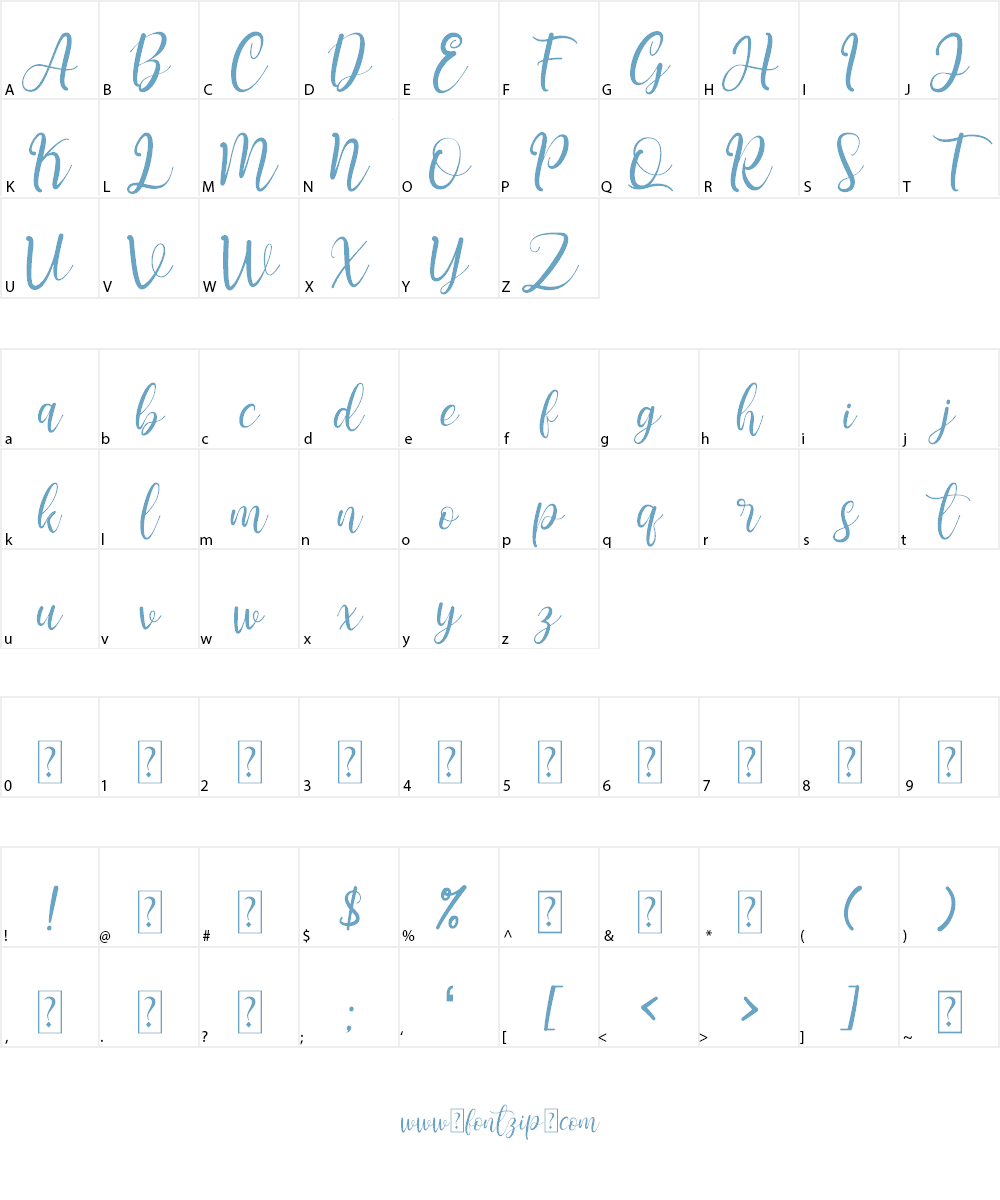 Teressia Script Font Character