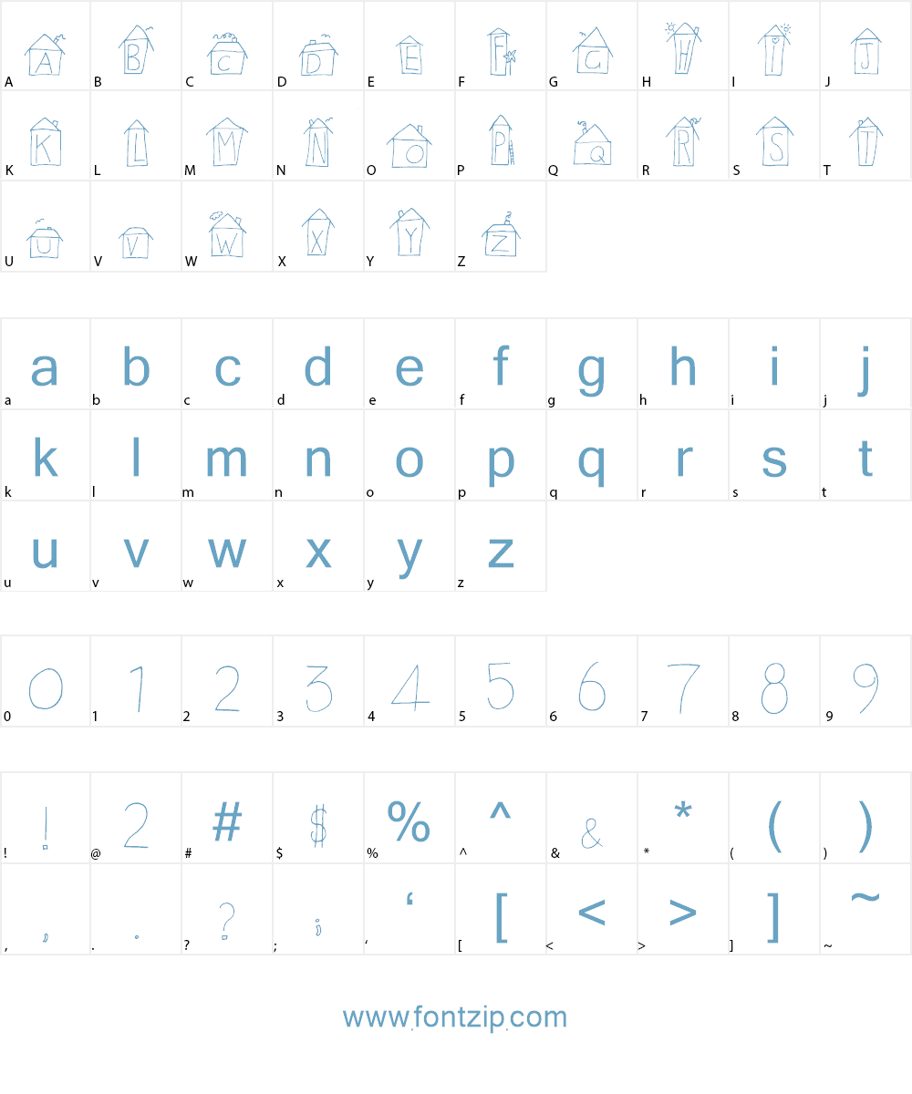 Alphabet Houses Font Character