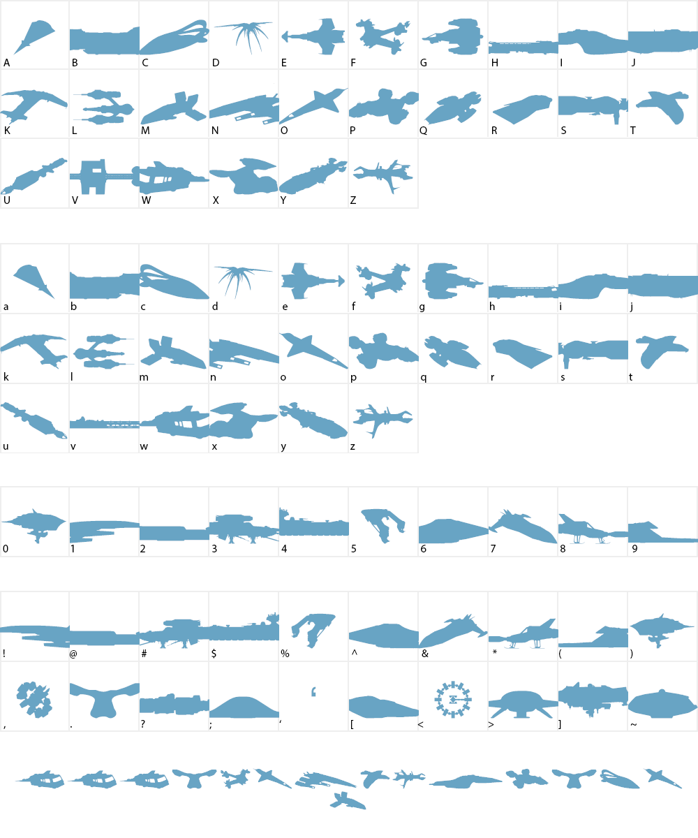 Famous Spaceships 2 Font Character