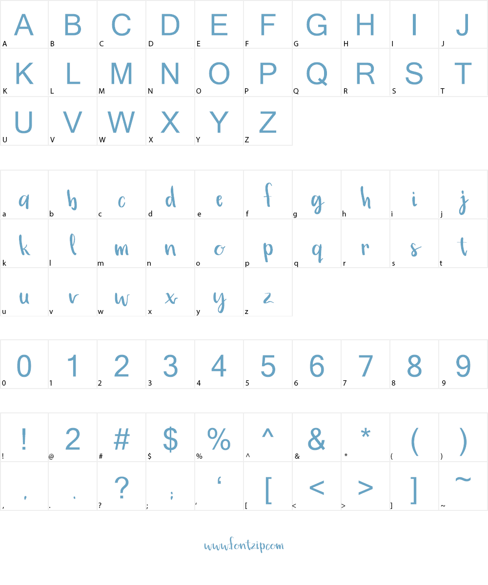 Simple Brush Script Font Character