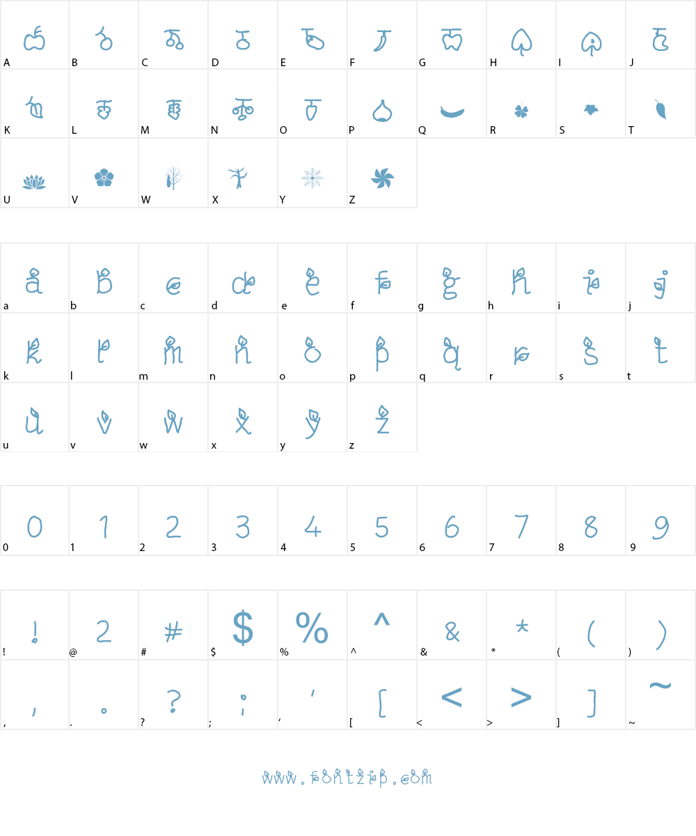 Frootiful fon Font Character