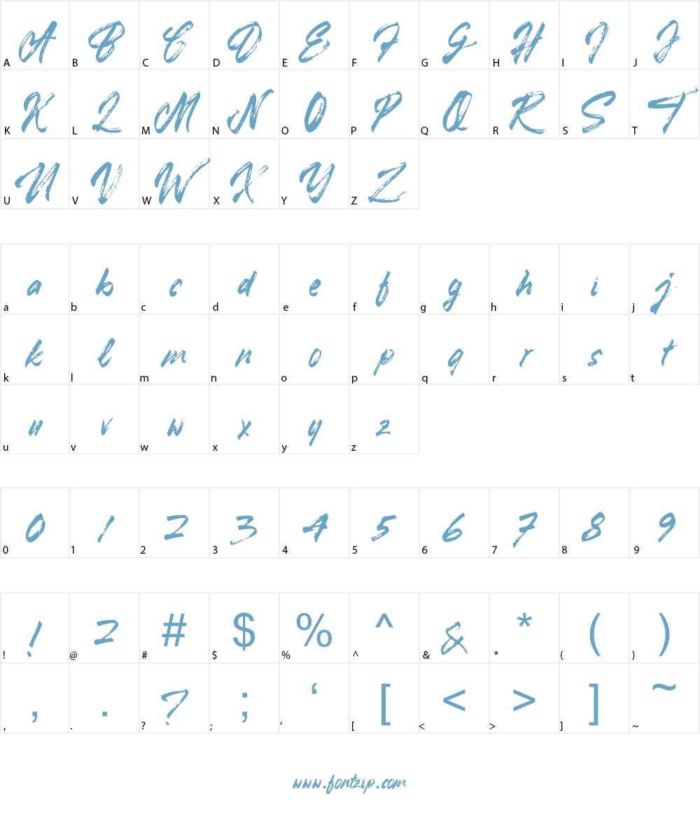 Youth Brush Daylight Font Character