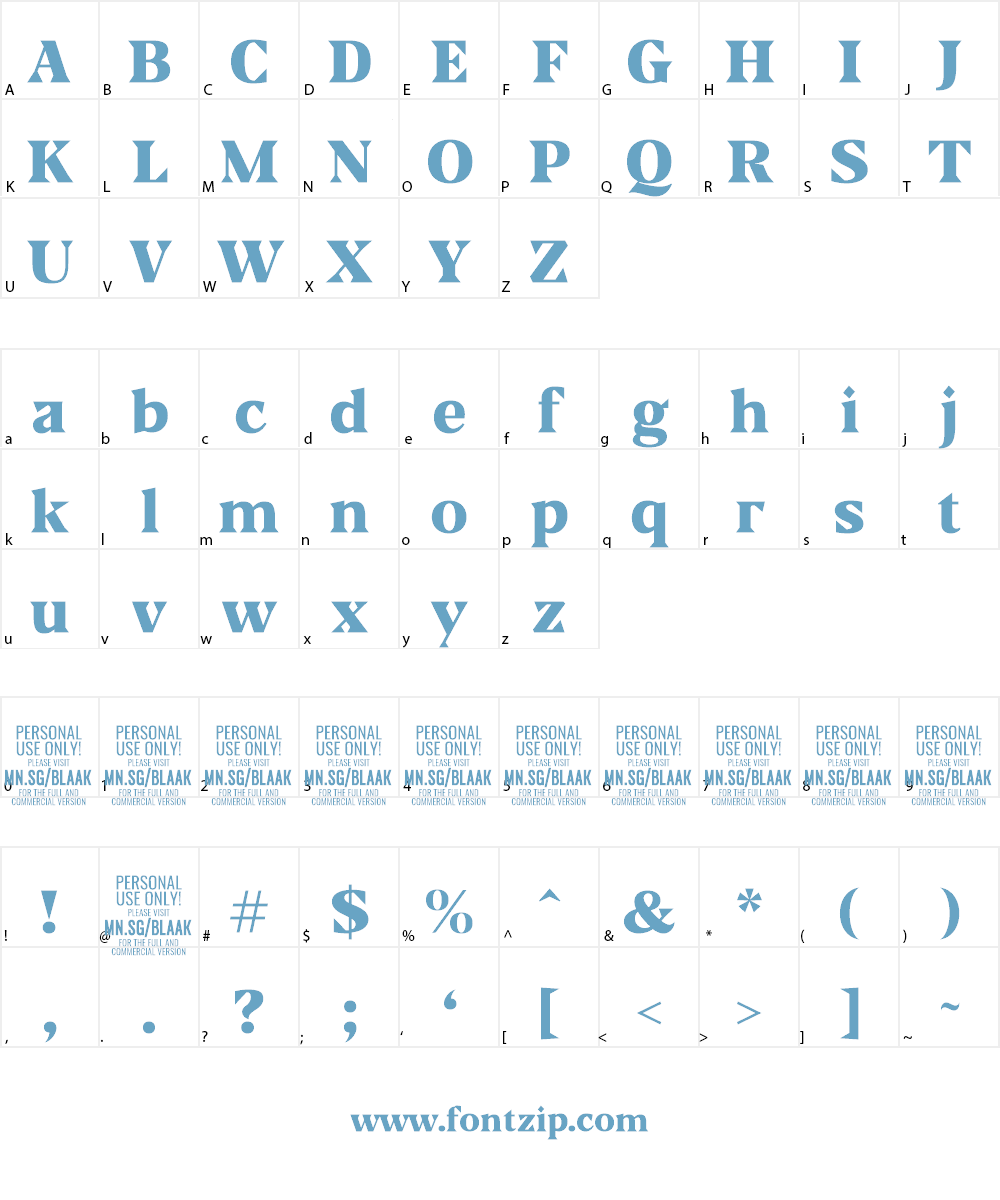 Blaak Font Character