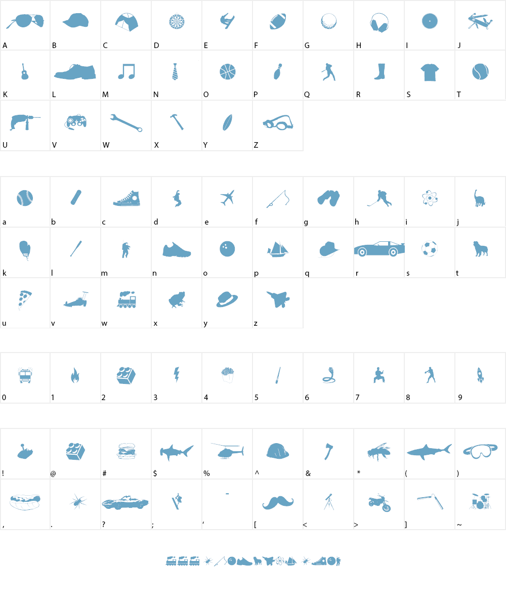 212 Boys Stuff Font Character