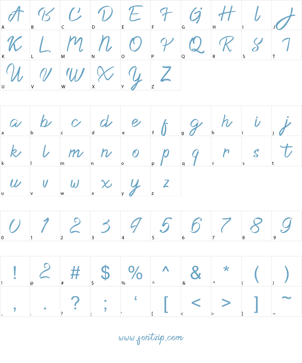Dacilla Script Font Character